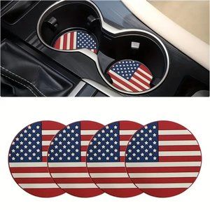 Automotive Cup Holder Coasters, Set of 4 USA Flag Coasters